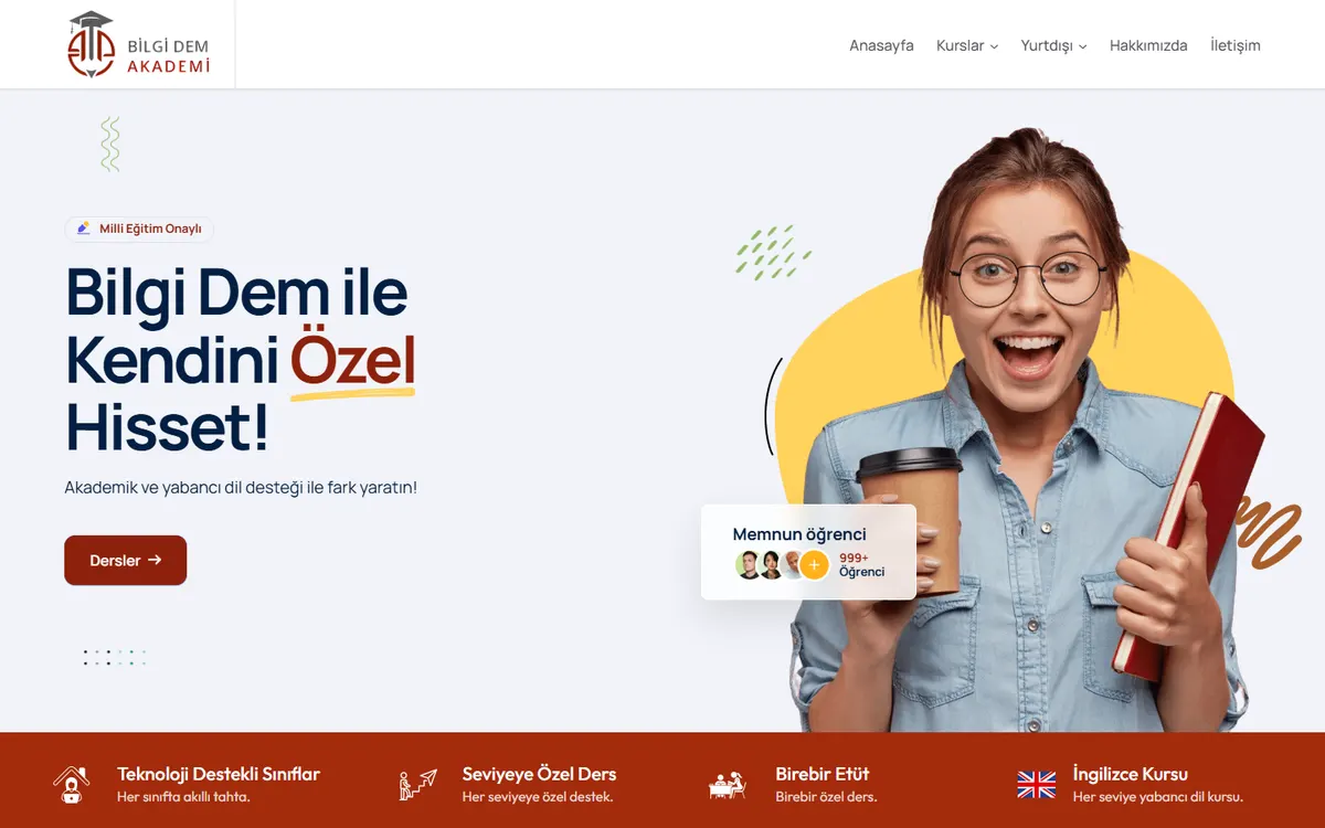 Bilgi Dem Akademi web sitesinin ana sayfası
