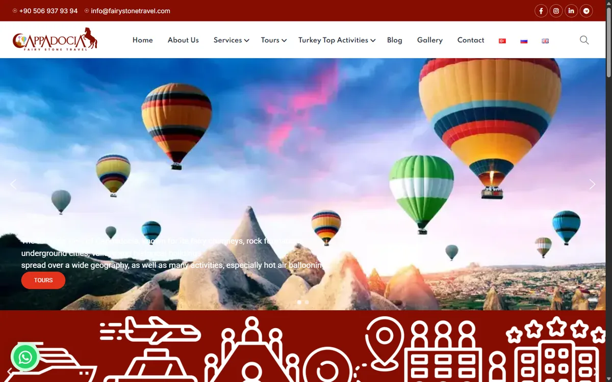 Fairystone Travel web sitesinin ana sayfası