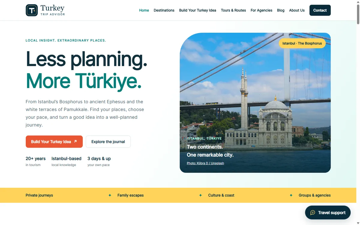Turkey Trip Advisor web sitesinin ana sayfası